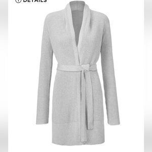 CAbi Gray Knit Belted Cardigan